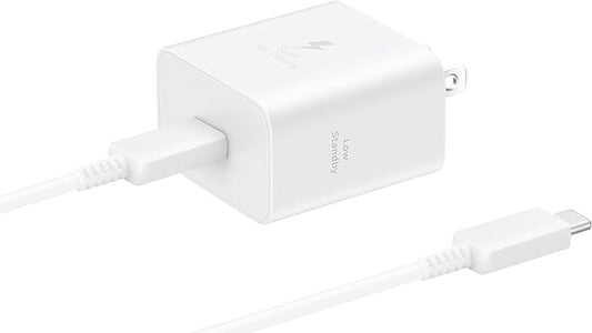 Samsung 45W Wall Charger Power Adapter with Cable Included, Super Fast Charging for Galaxy Phones, Tablets and USB Type C Devices, Low Standby Power Consumption, EP-T4511XWEGUS, White