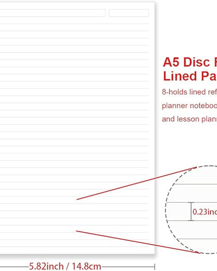 (3 Pack) A5 TUL Discbound Lined Refill Paper, Junior Size 8 Disc Disbound Notebooks, 300Sheets/600Pages, 100gsm White Paper, 5.8'' x 8.2''