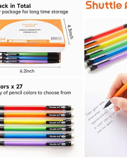 Shuttle Art Mechanical Pencils, 84 Pack Bulk Mechanical Pencils 0.7mm Medium Point, HB #2 Lead, Assorted Barrels, Office School Supplies