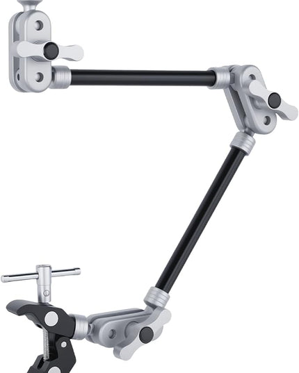 UTEBIT 22" Magic Arm w Clamp Mount, Desk Camera Mount Articulating Friction Boom w Arm 1/4" Thread Adapter, Overhead Desk Phone Mount for Video Light Webcam Microphone Action Camera Content Creators