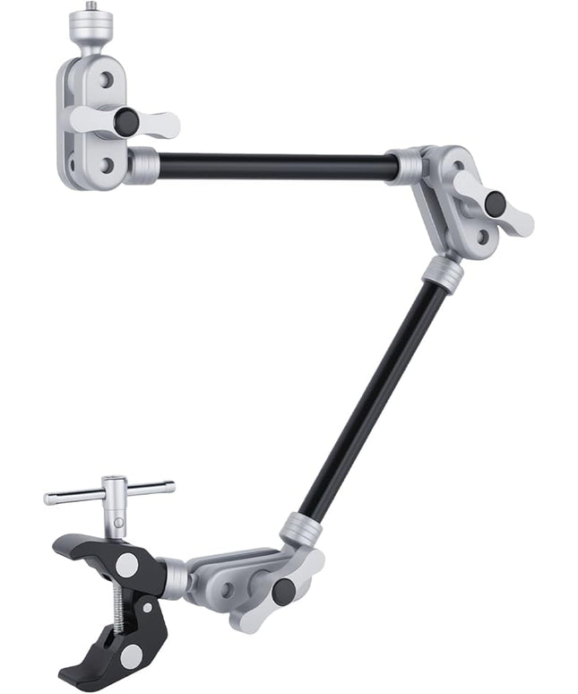 UTEBIT 22" Magic Arm w Clamp Mount, Desk Camera Mount Articulating Friction Boom w Arm 1/4" Thread Adapter, Overhead Desk Phone Mount for Video Light Webcam Microphone Action Camera Content Creators