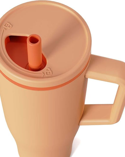KISSKIND 40 oz Tumbler with Handle and Straw | Lumi Spin Hidden Straw 100% Leakproof Insulated Tumbler | Stainless Steel Water Bottle for Mom, Nurse, Teacher | Orange
