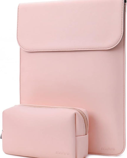 MOSISO Laptop Case 13 inch, 13 inch Laptop Sleeve Compatible with MacBook Air M4 M3 M2 M1 2025-2018 / Pro M2 M1 2025-2016, Faux Suede Leather Case with Small Bag, Pink