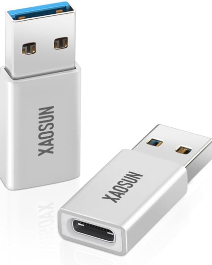 XAOSUN [10Gbps] USB C Female to USB Male Adapter (2-Pack), 3.1 USB A to C Adapter, One-Sided SuperSpeed Data Sync & 100W Fast Charging for iPhone 17/16 Plus Pro Max, Laptop, Charger, Quest Link, etc.