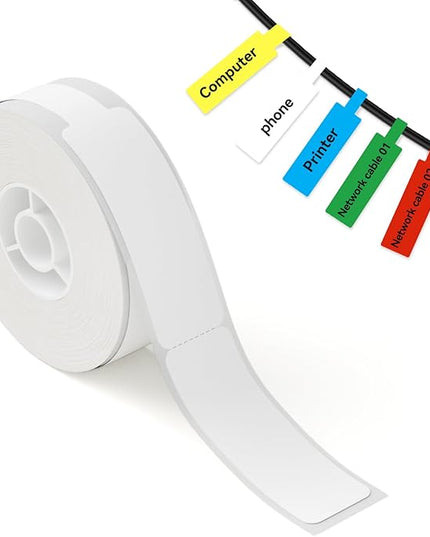 NIIMBOT White Cable Labels Maker Tape for D11/D110/D101 Label Maker, 0.49'' x 4.29''(12.5mm x 109mm), Thermal Label Tape for Home Office Labeling Tape Replacement