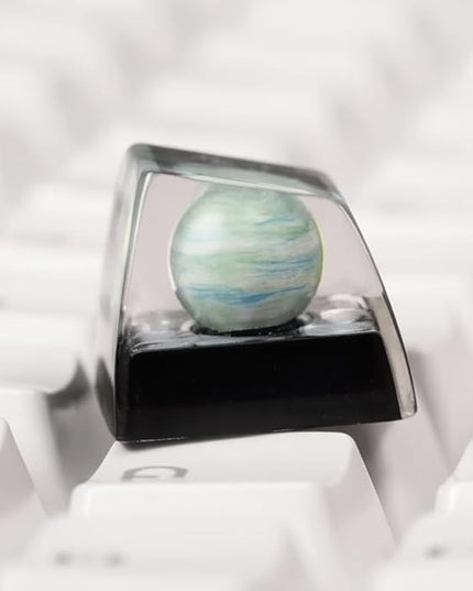 Uranus Planet Artisan Keycap R1 SA Profile Custom Solar System Planets Keycaps 1U ESC Handmade Resin Gaming Galaxy Key Cap Cherry MX Switch Compatible Mechanical Keyboard Space Lover Gift