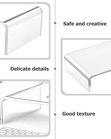 Uonlytech Acrylic Monitor Riser Stand Small Computer Heightening Base for Office Desk Laptop Display Shelf