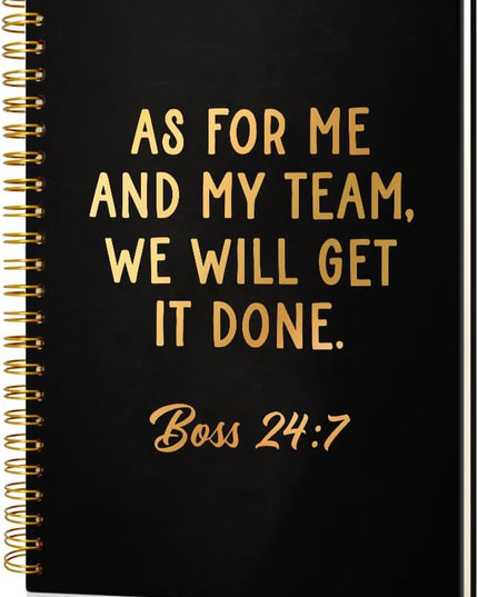 Msticey As For Me And My Team We Will Get It Done 160 Blank Pages Gold Foil Hardcover Spiral Notebook, Appreciation Gifts for Women Manager Supervisor Leader Coworker Colleague, Funny Boss Day Gifts