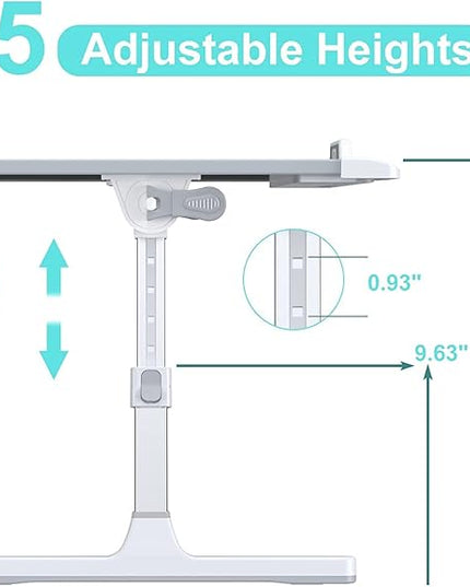 Laptop Bed Desk with Adjustable Heights and Angles, Upgraded-Sturdy Foldable Laptop Lap Desk for Bed/Sofa/Couch/Floor, Lap Tablet Desk (NO Drawer, Grey)