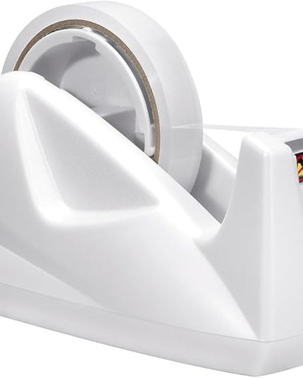 Excell EX-11425WH Premium Dualcore Desktop Tape Dispenser (1" + 3" core) with Sand Weighted Base, White Desk Tape Dispensers Use for Office, Gift Store and Wrapping Purpose
