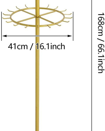 Floor Standing Belt Display Rack 66.1 Inch Metal Tie Scarf Organizer with Multi-Hook Design, Retail Clothing Display Stand for Belts Ties Scarves in Store Bedroom or Commercial Use