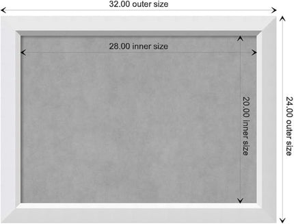 Amanti Art White Framed Magnetic Board 24x32 Medium Vision Board for use with Magnets, 100% Metal Sheet to Display Items as Office Decor or for Home Organization in mudroom, Kitchen or Kids Room
