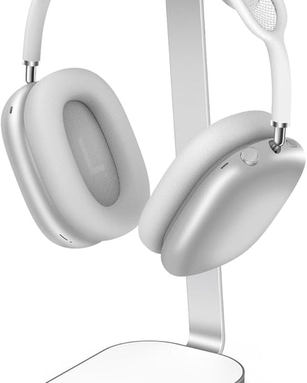 VICHYIE Headphone Stand for AirPods Max, Headset Holder with Aluminum Supporting Rod, Heavy Base Desk Stand Headphones Support Accessory for All Headphones - Silver White