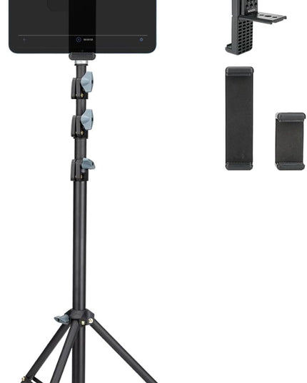 Large Screen Teleprompter Holder for Tablet & Phone with 70.8" Extendable Tripod, Dual Device Design, Compatible with iPad/iPhone/Samsung and More. Perfect for Live Streaming/Video Recording