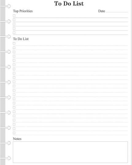 Letter Size TUL Discbound To Do List Refills, 11 Disc Daily Planner Insert, 100Sheets / 200Pages To Do Paper, 100gsm White Paper, 8.5'' x 11''