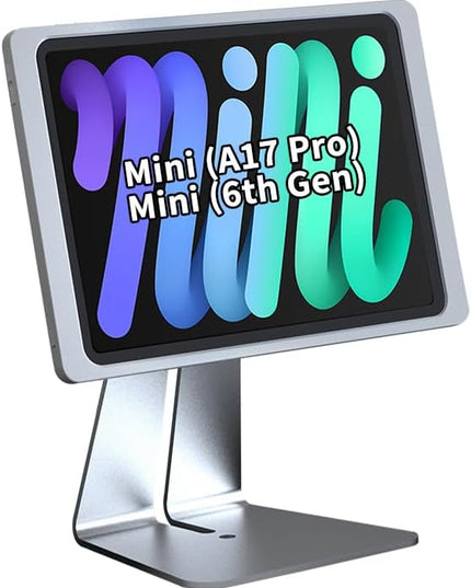 Magnetic Stand on Desk with Charging Case A6 for iPad mini (A17 Pro, A15 Bionic) 8.3-Inch, Classic L Shape, Sturdy Metal Base, Strong Magnets, 360 Rotation, 90 Tilt