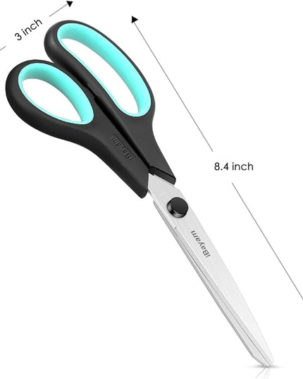 3-Pack 8" Heavy Duty Scissors with Ultra Sharp Blades and Comfort Grip Handles - For Office, Home, School, Sewing, and Crafts