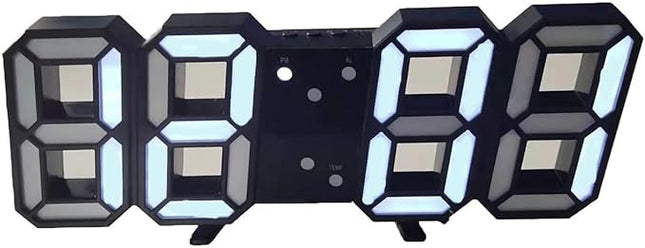 Kukyller 3D LED Digital Wall Clock, Desk Alarm Clock LED Night Light for Bedroom Living Room Kitchen Decor (Black)