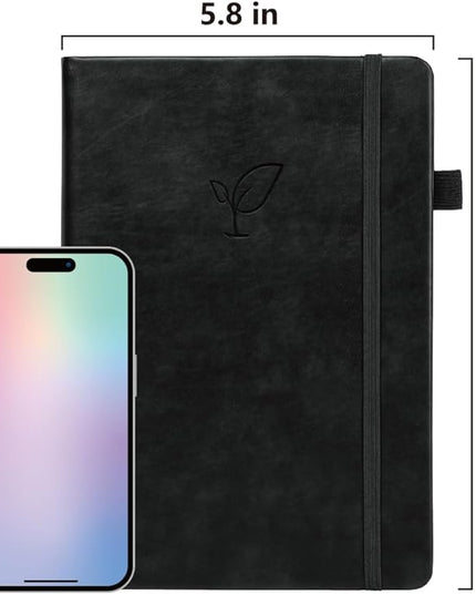 Lined Journal Notebook, 400 Pages Thick Journal for Writing, A5 Hardcover Leather Notebook with 100Gsm College Ruled Paper for Women Men Work Note taking, 5.8" x 8.4", Black