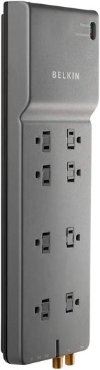 Belkin Power Strip, Belkin Surge Protector - 8 AC Multiple Outlets (3550 Joules) - 6 ft Long Flat Plug Heavy Duty Extension Cord for Home, Office, Travel, Computer Desktop & Phone Charging Brick - Black