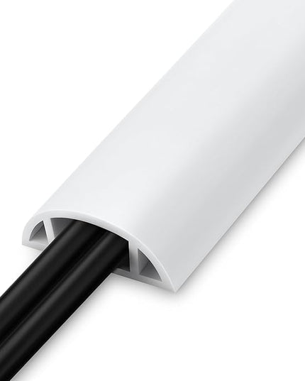 5.5FT Floor Cord Cover, White Soft Cable Cover Floor, Large Size Extension Cord Covers for Floor, Power Cord Protector Floor Wire Cover - Cord Channel Diameter: 0.7" (W) x 0.4" (H)