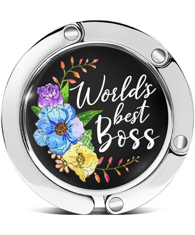 World's Best Boss Foldable Purse Hook, Boss Lady Portable Hook Handbag Desk Table Hanger, Thank You Retirement Gifts for Entrepreneur Lady, Christmas Birthday Gifts for Women Colleague Leader
