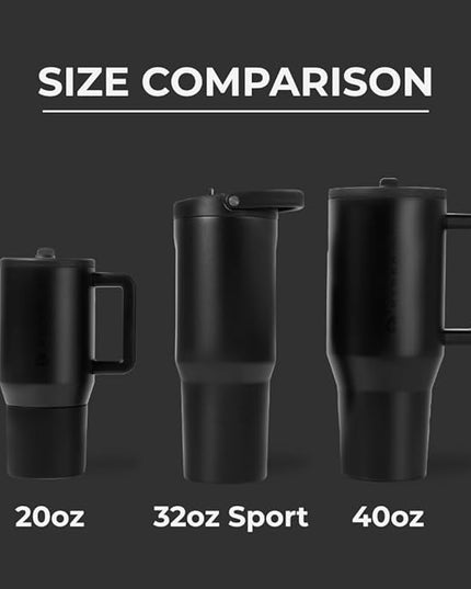 HydroJug Sport - Stainless Steel Tumbler with Straw, Vacuum Insulated, 32oz Leakproof Water Bottle, Ergonomic Design, Reusable, Dishwasher Safe, Rubber Base, Durable for Gym or Outdoors, Black