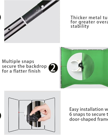 7.87ft x 13.12ft Portable Large Chromakey Green Screen Backdrop with Stand Photography Background Support System for Photo Studio Video Shooting, Live Streaming, Parties, Keying, Stage