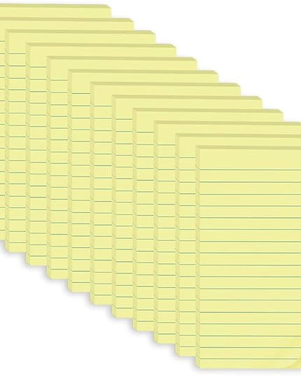 (12 Pack) Lined Sticky Notes 4x6 in,Yellow Large Notepads with Lines,Ruled Stickies Super Sticking Power,Office School Memo Note Pads,Post on Windows Doors,Recyclable,Easy to Write on,Hold Well