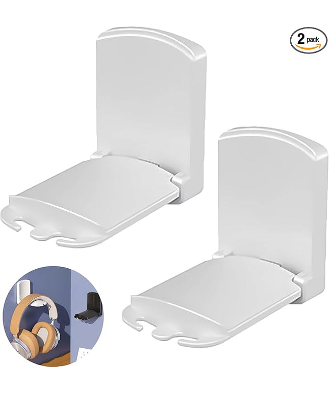 SIROLISA 2-Pack Headphone Stand, Sticky Adhesive Headset Hanger for Universal Gaming Headset Airpods Max Sony Bose Beats(White)
