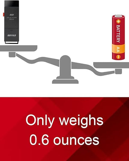BUFFALO External SSD 2TB - Up to 600MB/s - USB-C - USB-A - USB 3.2 Gen 2 (Compatible with PS4 / PS5 / Windows/Mac) - External Solid State Drive Stick - ‎‎SSD-PUT2.0U3B