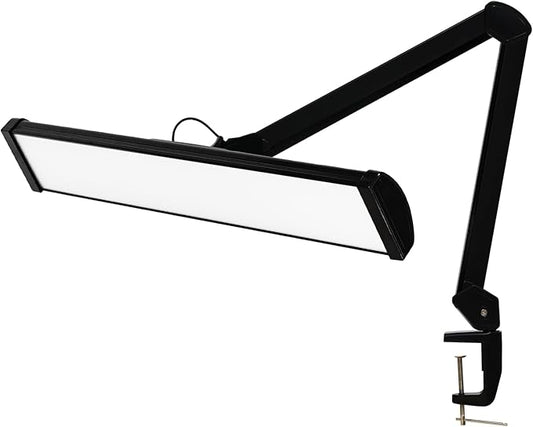 LED Architect Desk Lamp, 2300 Lumens, Dimmable, Metal Swing Arm, 5 Color Temperatures, 30W, Ideal for Task Work, Drafting, Reading, Clamp-on Office Table Lamp with 360 Bright LEDs (Black, CCT)