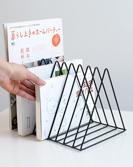 Sooyee 2 Pack 9 Slot Black Magazine Holder,Desktop File Sorter Organizer Triangle Bookshelf Decor Home Office