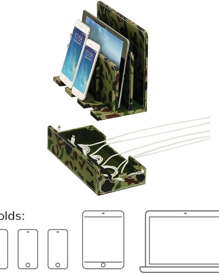 Great Useful Stuff G.U.S. Multi-Device Charging Station Dock & Organizer - Multiple Finishes Available. for Laptops, Tablets, and Phones - Camo