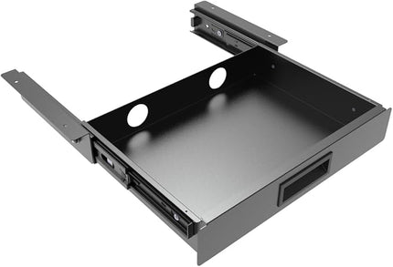 QiaoYoubang 13 Inch Wide Under Desk Sliding Drawer- Pull Out Storage Organizer with Handle at office or home for Sit Standing Workstation, Black
