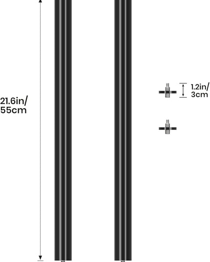 TARION Modular Base Extension Rod - 43.3"/110cm Extension Pole Set (2× 21.6" Sections) Compatible with Titanrig Cart Products