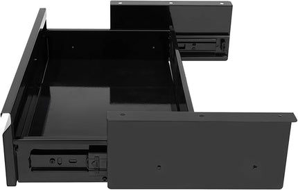 FFanhia 16 Inch Under Desk Mounted Sliding Pull-out Drawer Storage for Sit Stand Workstation Office(Applicable Table Thickness: 0.79in) Black