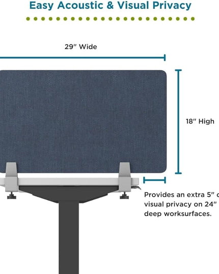 Desk Divider; Sound Absorbing Panel and Sound Proof Dividers - Privacy Shields for Student Desks and Desk Privacy Panels. Cubicle Wall, Desk Divider for Students and Office (Dark Blue, 29" W x 18”H)