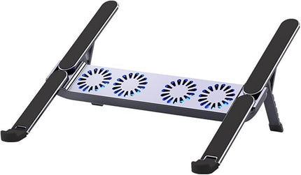 ANGESHA Foldable Laptop Cooling Pad with Quiet Fan and Adjustable Stand for 10-17inch Tablets Aluminum Alloy Design