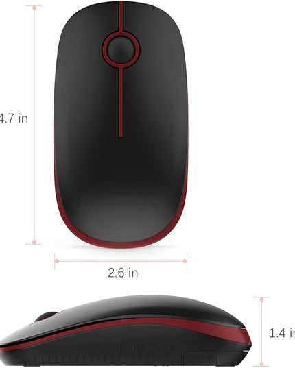 VssoPlor Wireless Mouse, 2.4G Slim Portable Quiet Computer Mice with Nano Receiver for Notebook, PC, Laptop, Computer-Black and Wine Red