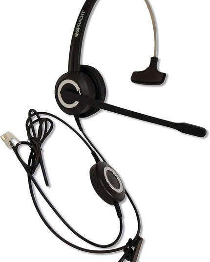 Spracht Wired Headset for Desktop Phone | Single Ear Universal Headset for Office Telephones | Mono Head Set with Microphone - Works with Polycom Digium Nortel Yealink Grandstream Cisco Zum RJ9
