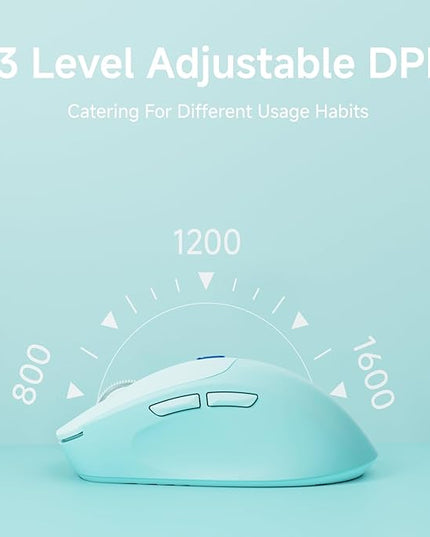 EWEADN Q5 Wireless Mouse, Bluetooth & 2.4G Quiet Computer Mouses with 1600 DPI, Battery Level Display, Ergonomic Office Mouse,6 Button Portable Cute Cordless Mice for Laptop/PC/Mac- Blue