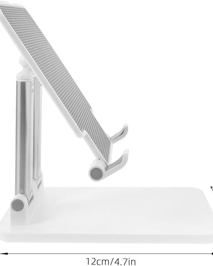 MERRYHAPY Foldable Tablet Stand Adjustable Aluminum Alloy Tablet Holder for Desk Use, Compact Desktop Bracket Compatible with Ipad and Smartphones, Pearl White