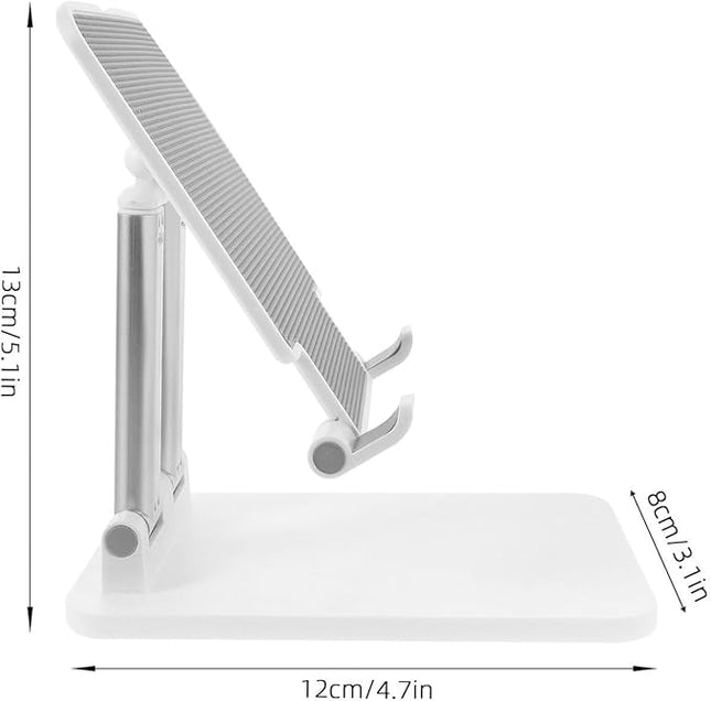 MERRYHAPY Foldable Tablet Stand Adjustable Aluminum Alloy Tablet Holder for Desk Use, Compact Desktop Bracket Compatible with Ipad and Smartphones, Pearl White