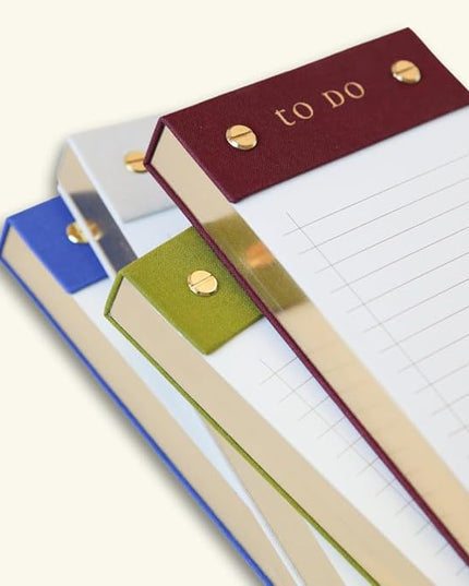 Graphique Post-Bound List Pad Luxe Collection, Perforated Sheets To-Do Notepad, Hardcover Binding, Gold Foil Embossing, 100 Pages, 4” x 9.75”, Plum Red