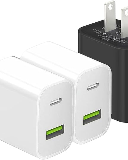 3 Pack USB C Charger Block, Dual Port Type C Wall Charger Fast Charging 20W Power Adapter Cube for iPhone 14/14 Pro/14 Pro Max/14 Plus/13/12/11, XS/XR/X, iPad, Samsung, More