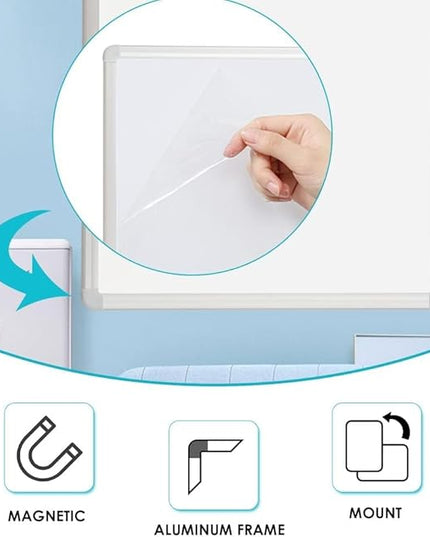 DEVELOP Grey Felt Bulletin & Magnetic Dry Erase Combo Board, 36 x 24 Inch Hanging Whiteboard/Grey Felt Bulletin Combination Board with Marker Tray, Pins, Eraser, Markers & Magnets