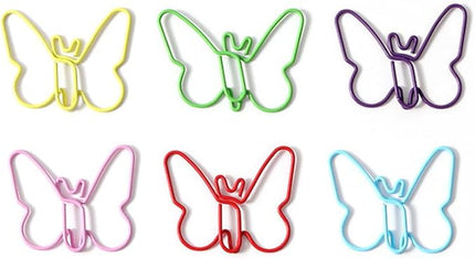 60 Pcs Cute Creative Colorful Butterfly Shape Metal Paperclips for Office & Personal Use. (6 Colors, Each Color 10 Pcs)