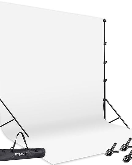 Photo Video Studio 12 x10ft 100% Muslin White Backdrop with 10 x 8.5ft Stand Photography Background Support System Kit ,Clamp, Carry Bag