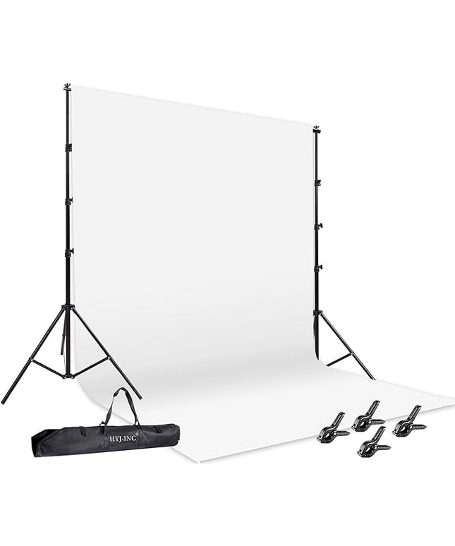 Photo Video Studio 12 x10ft 100% Muslin White Backdrop with 10 x 8.5ft Stand Photography Background Support System Kit ,Clamp, Carry Bag